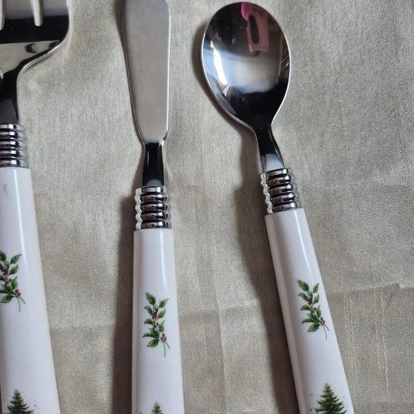 Elegant White 6pc. Vintage Cutlery Set with Tree Design Nikko - Picture 5 of 13